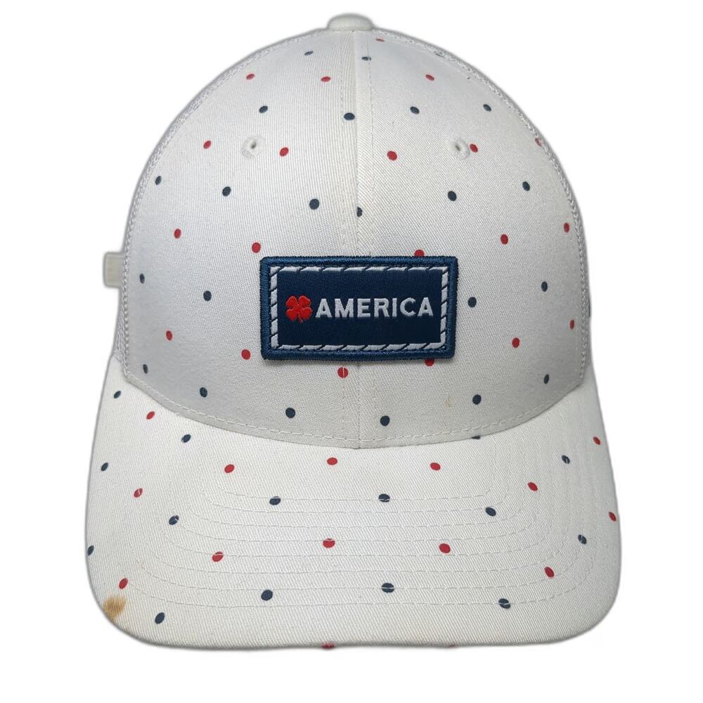 Black Clover America Patch Polka Dot Mesh Back White One Size Baseball Cap Hat